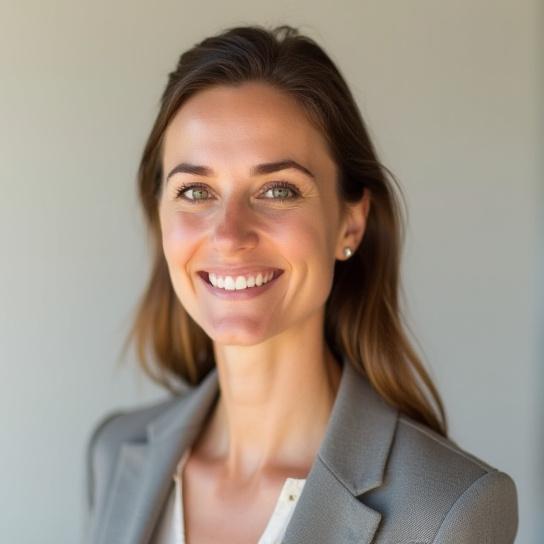 Portrait souriant d'Élise Dubois, fondatrice d'Ergoline Textile.