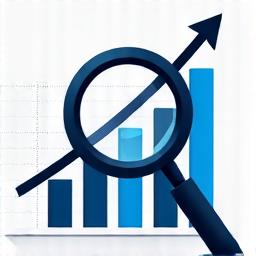 分析グラフと虫眼鏡のイラスト