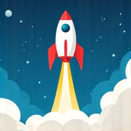 ロケットが飛び立つ実行のイラスト